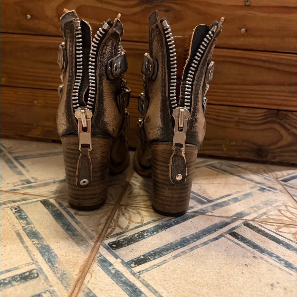 Freebird Metallic Distressed Ankle Boots - Picture 3 of 4
